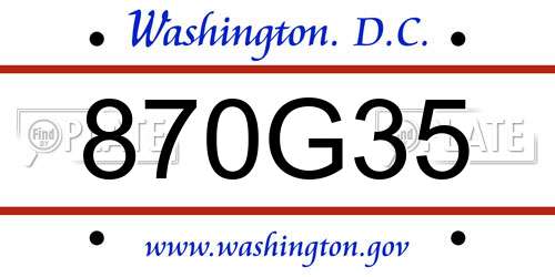870G35 District Of Columbia License Plate
