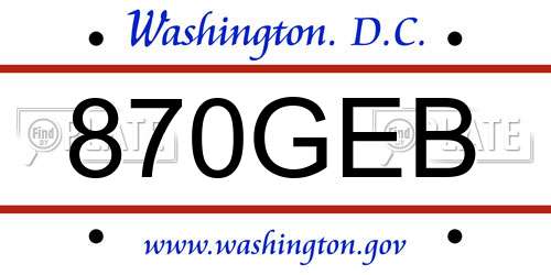 870GEB District Of Columbia License Plate