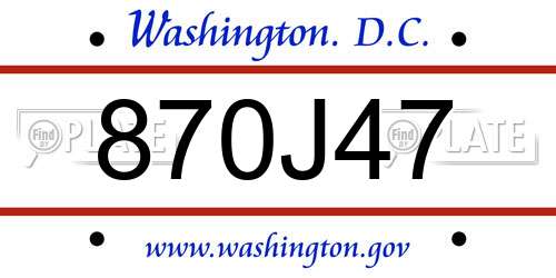 870J47 District Of Columbia License Plate