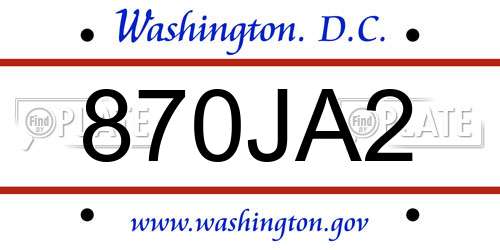 870JA2 District Of Columbia License Plate