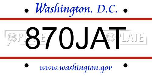870JAT District Of Columbia License Plate