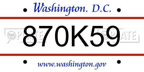 870K59 District Of Columbia License Plate