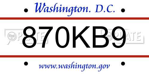 870KB9 District Of Columbia License Plate