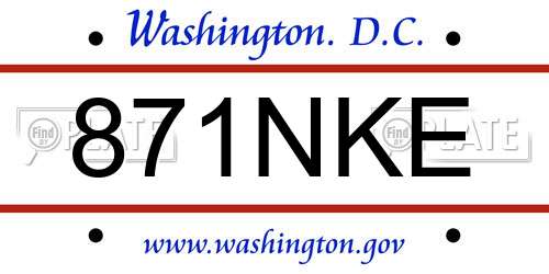 871NKE District Of Columbia License Plate