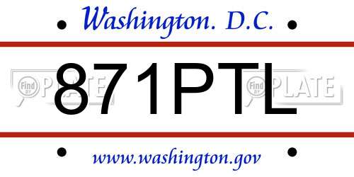871PTL District Of Columbia License Plate