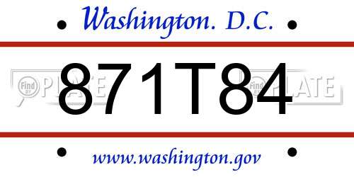 871T84 District Of Columbia License Plate