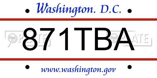 871TBA District Of Columbia License Plate