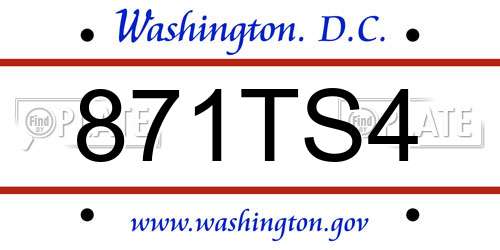 871TS4 District Of Columbia License Plate