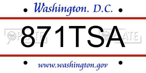 871TSA District Of Columbia License Plate