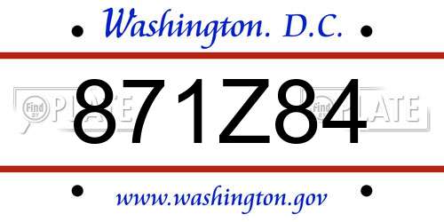 871Z84 District Of Columbia License Plate