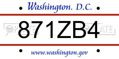 871ZB4 District Of Columbia License Plate