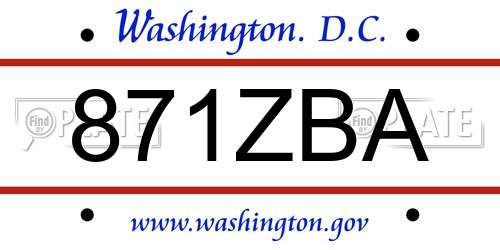 871ZBA District Of Columbia License Plate