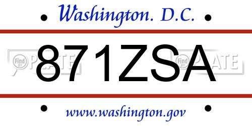 871ZSA District Of Columbia License Plate