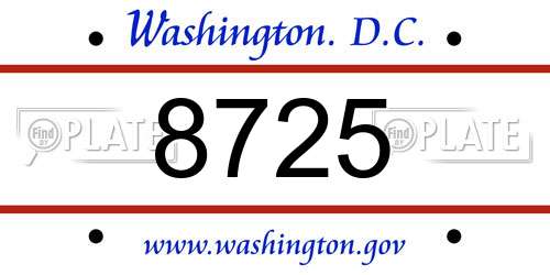 8725 District Of Columbia License Plate