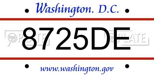 8725DE District Of Columbia License Plate