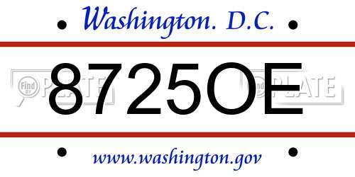 8725OE District Of Columbia License Plate