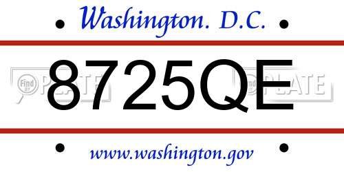 8725QE District Of Columbia License Plate