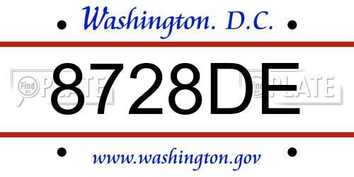 8728DE District Of Columbia License Plate
