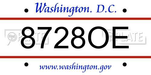 8728OE District Of Columbia License Plate