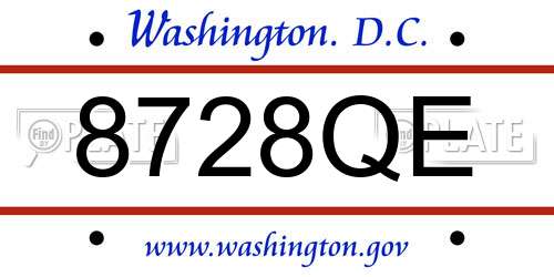 8728QE District Of Columbia License Plate