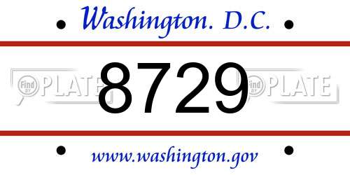 8729 District Of Columbia License Plate