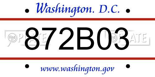 872B03 District Of Columbia License Plate