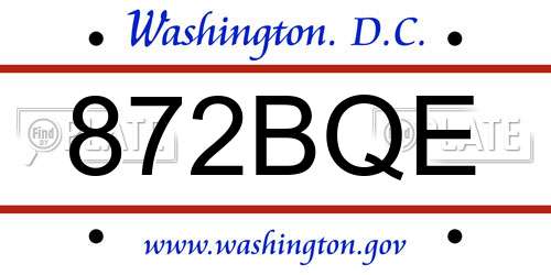 872BQE District Of Columbia License Plate