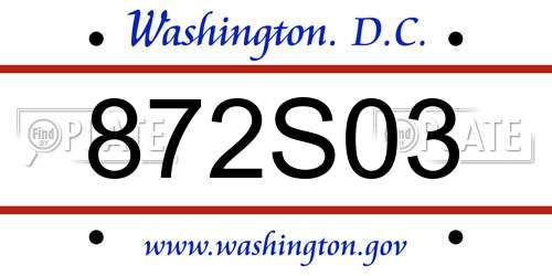872S03 District Of Columbia License Plate