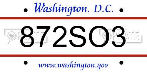872SO3 District Of Columbia License Plate