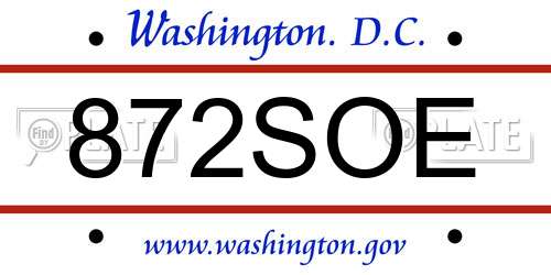 872SOE District Of Columbia License Plate