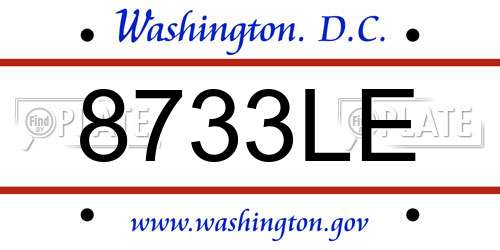 8733LE District Of Columbia License Plate