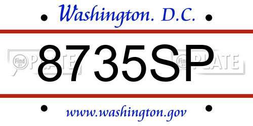 8735SP District Of Columbia License Plate