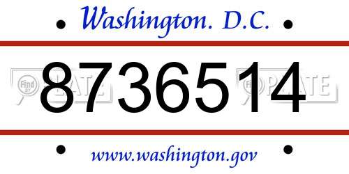8736514 District Of Columbia License Plate