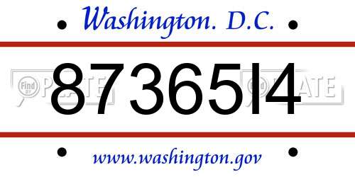 87365I4 District Of Columbia License Plate