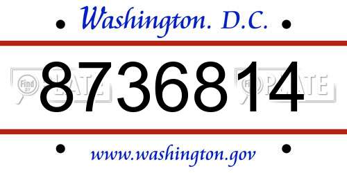8736814 District Of Columbia License Plate