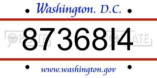 87368I4 District Of Columbia License Plate