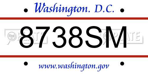 8738SM District Of Columbia License Plate