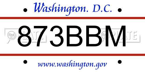 873BBM District Of Columbia License Plate