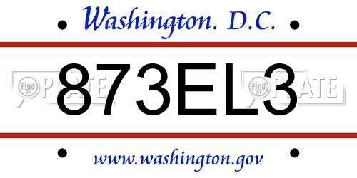 873EL3 District Of Columbia License Plate