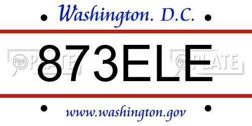 873ELE District Of Columbia License Plate