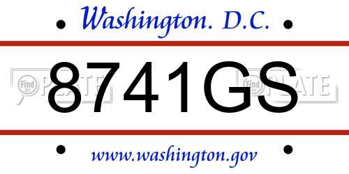 8741GS District Of Columbia License Plate