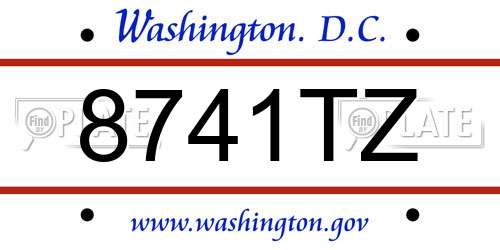 8741TZ District Of Columbia License Plate