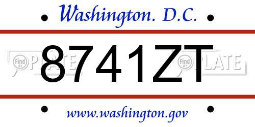 8741ZT District Of Columbia License Plate