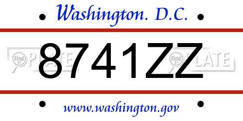 8741ZZ District Of Columbia License Plate