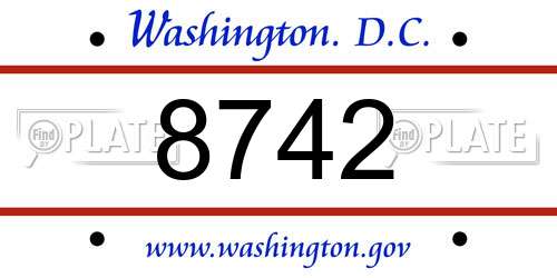 8742 District Of Columbia License Plate