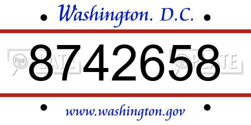 8742658 District Of Columbia License Plate