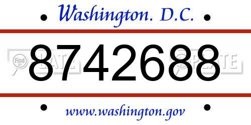 8742688 District Of Columbia License Plate
