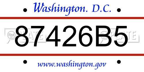 87426B5 District Of Columbia License Plate