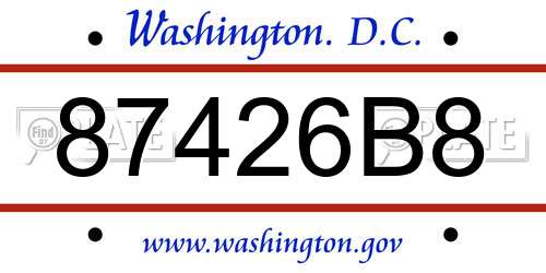 87426B8 District Of Columbia License Plate