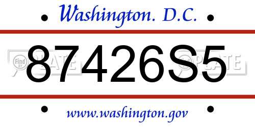 87426S5 District Of Columbia License Plate